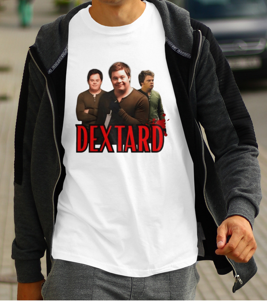Dextard Meme Parody With Triple Character Image And Red T-Shirt
