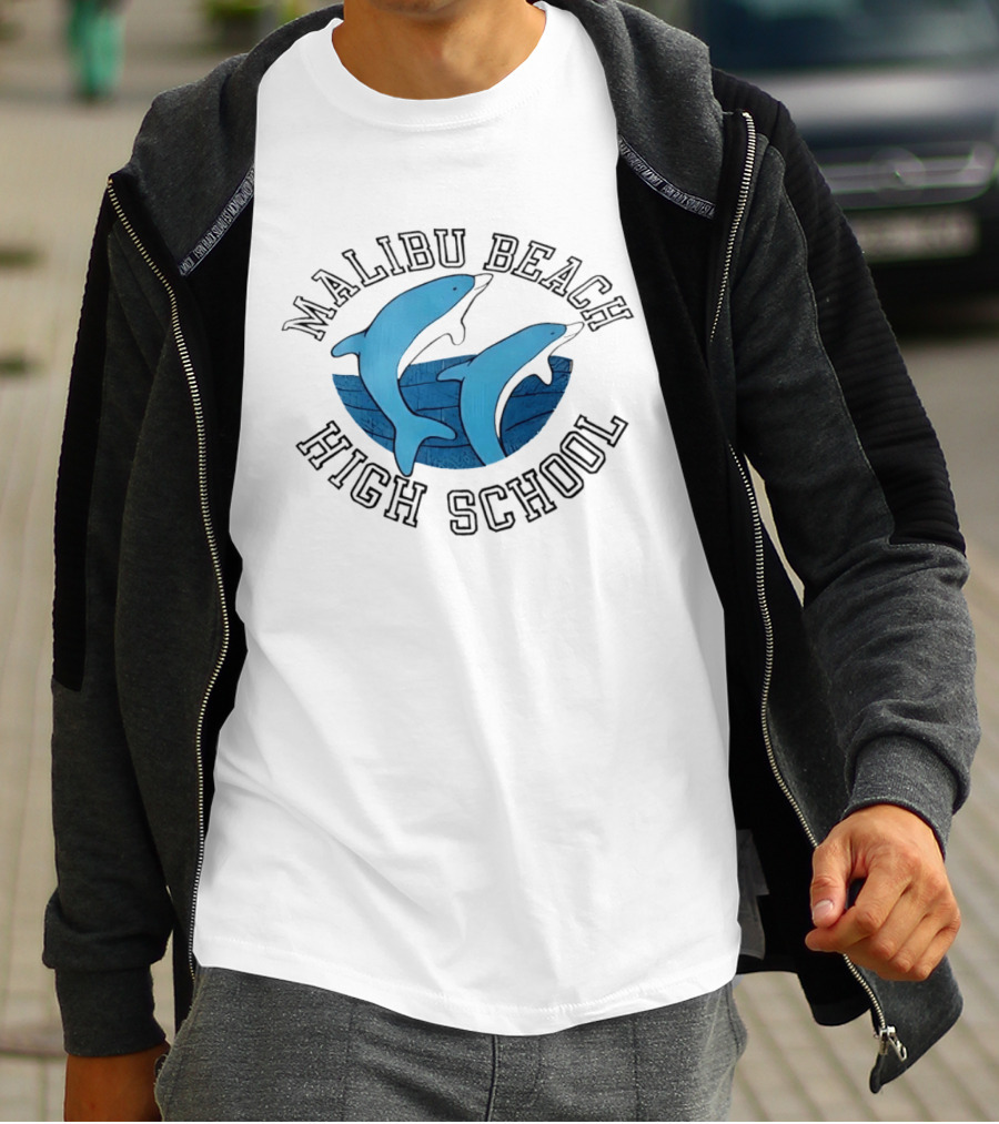 Malibu Beach High School Dolphins Ocean T-Shirt