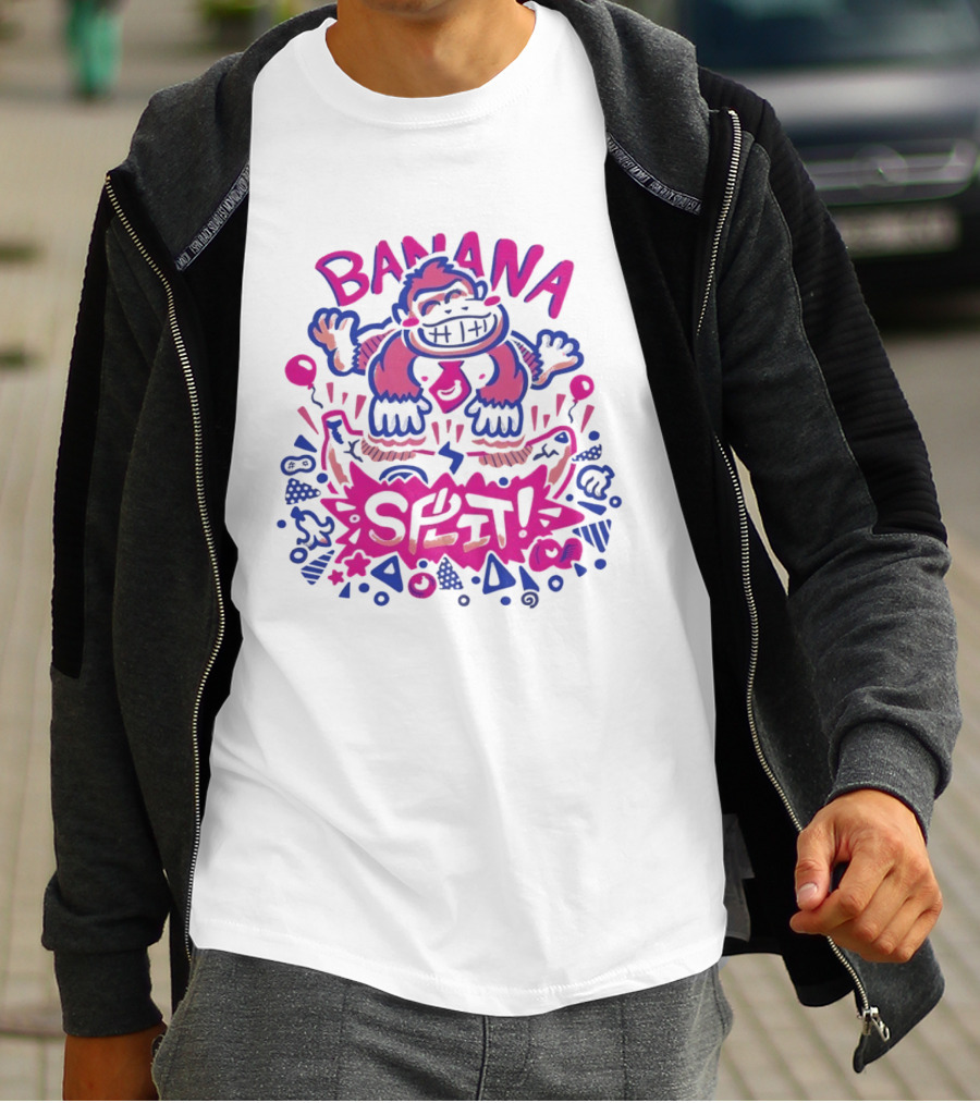 Banana Split Monkey Cartoon Fun T-Shirt