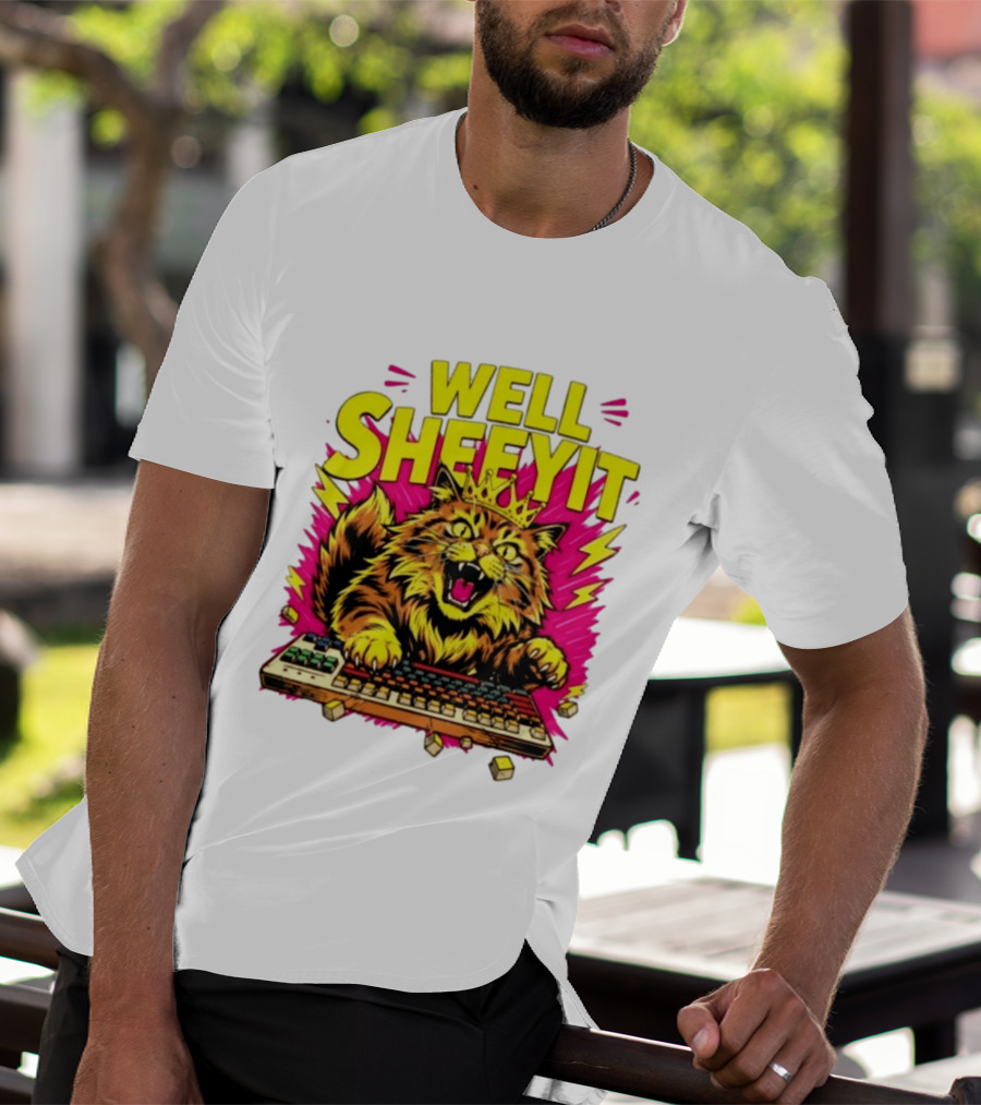 Well Sheeyit Crowned Cat Typing On Keyboard T-Shirt