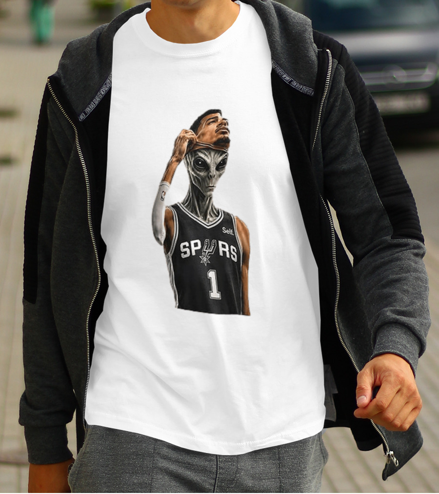 Wembanyama Spurs Alien Takeover Face Reveal Self 1 T-Shirt