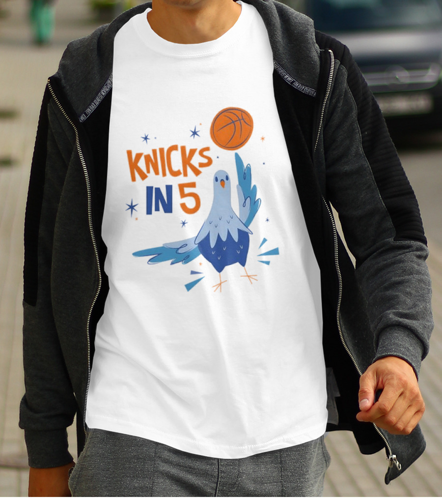 New York Knicks NBA Pigeon Basketball Knicks In 5 T-Shirt