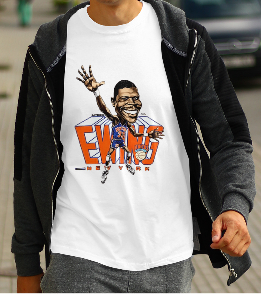 Patrick Ewing New York Knicks NBA Caricature Basketball Legend T-Shirt