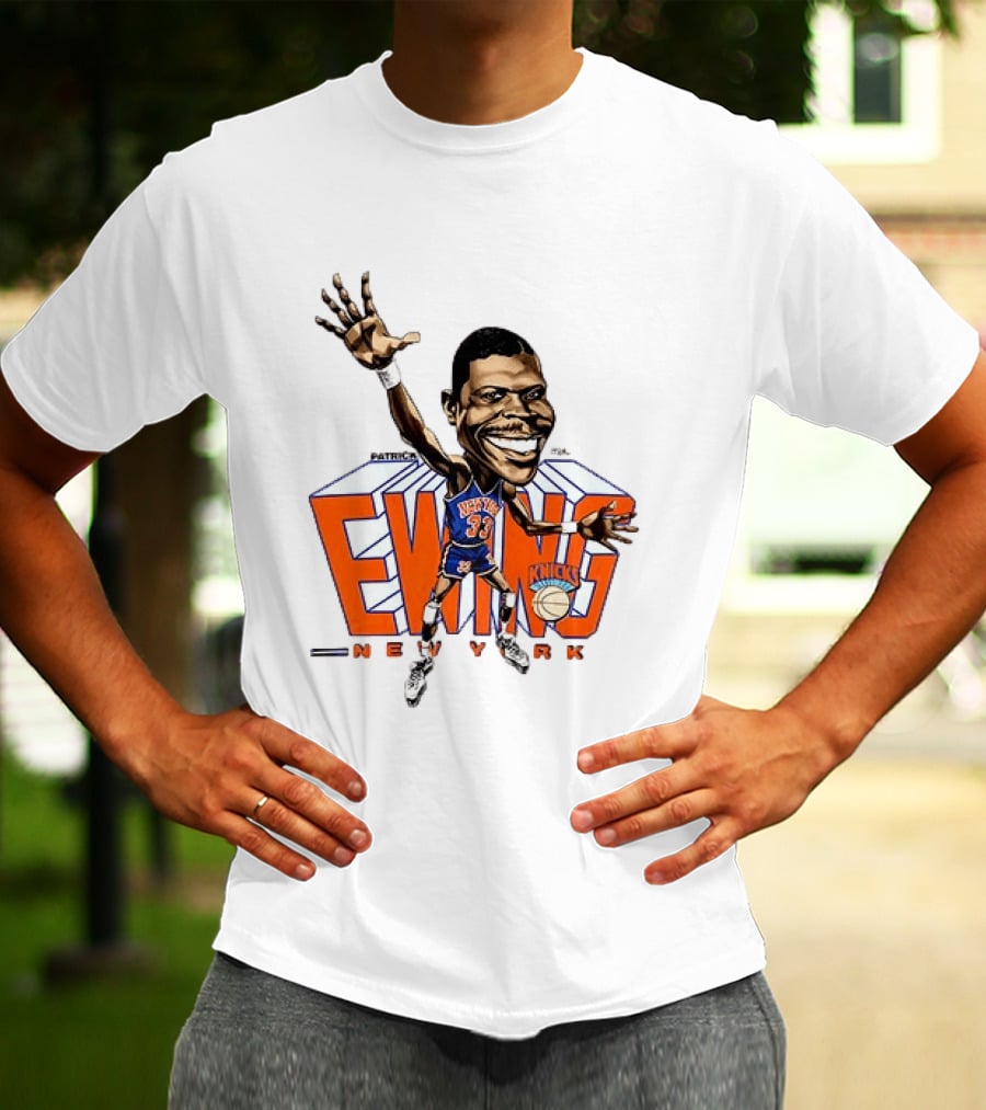 Patrick Ewing New York Knicks NBA Caricature Basketball Legend T-Shirt
