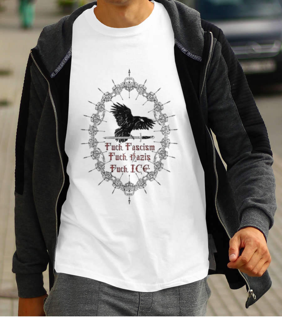 Raven Sword Gothic Anti Fascism Nazis ICE T-Shirt