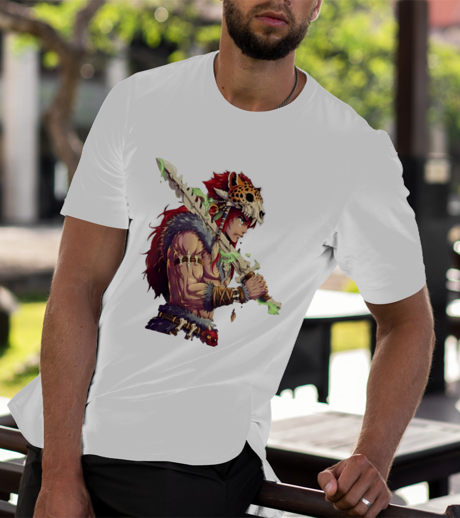 Jaguar Warrior Aztec Fantasy Glowing Bone Sword Warrior T-Shirt
