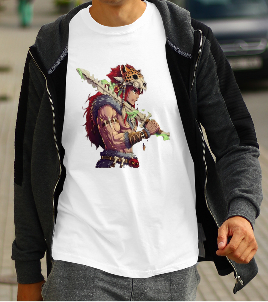 Jaguar Warrior Aztec Fantasy Glowing Bone Sword Warrior T-Shirt