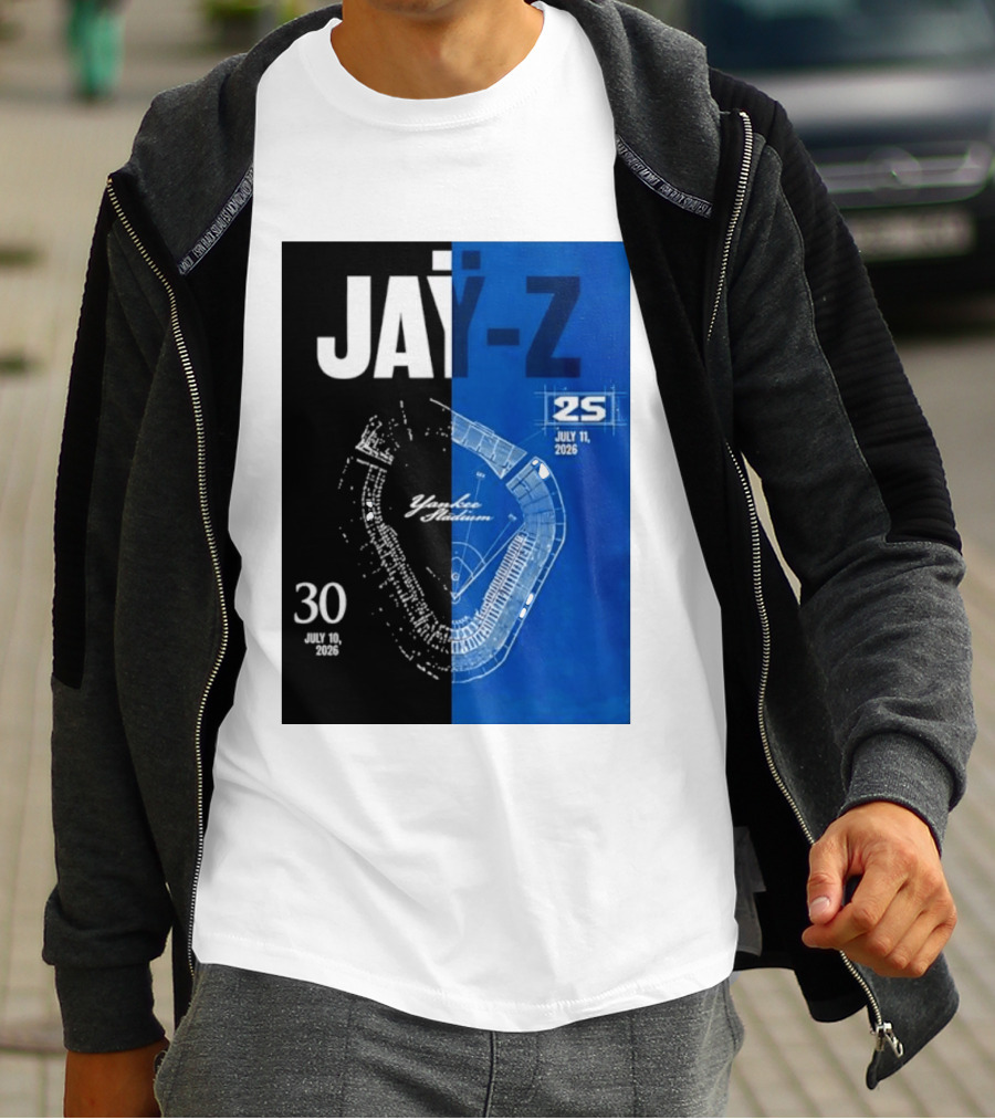 Jay Z Yankee Stadium July 10 11 2026 Celebration With Map Blueprint T-Shirt