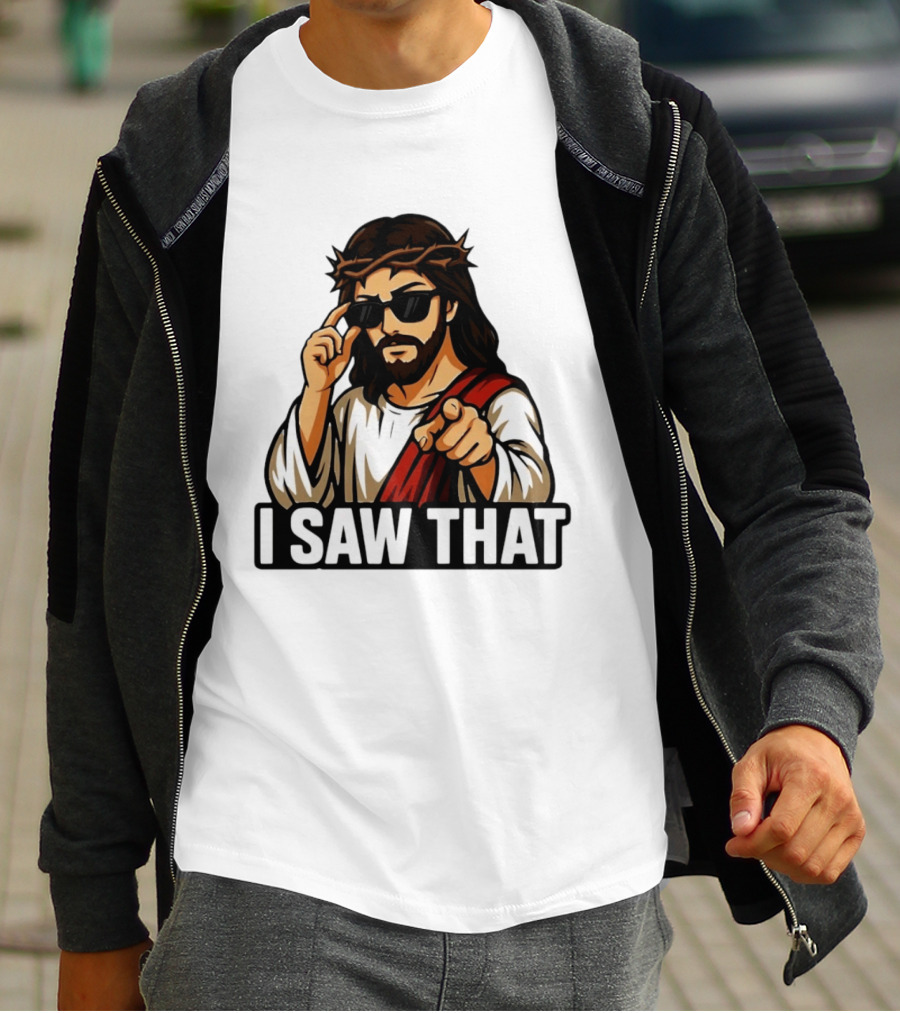 Jesus I Saw That Sunglasses Pointing Gesture T-Shirt