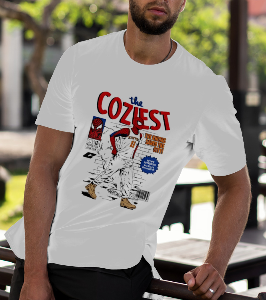 The Coziest Spider Man New York Knicks 01 The Knicks Saved The City No Cape No Problem T-Shirt