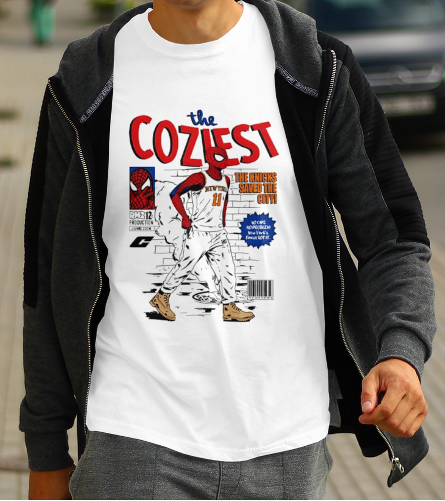 The Coziest Spider Man New York Knicks 01 The Knicks Saved The City No Cape No Problem T-Shirt