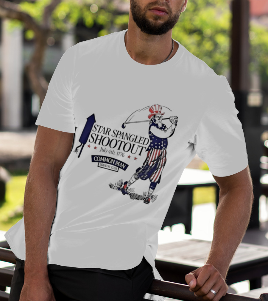 Star Spangled Shootout Common Man Country Club Patriotic Golfer T-Shirt