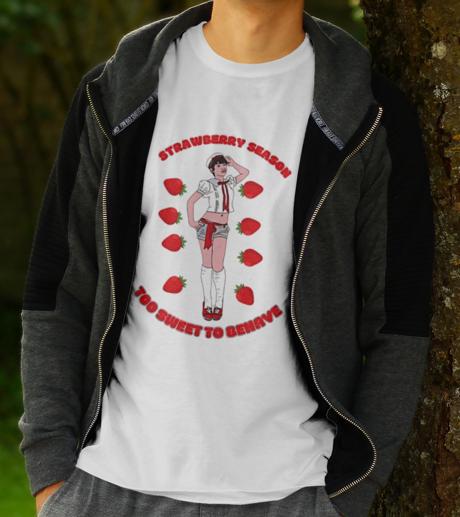 Strawberry Season Too Sweet To Behave Sailor Girl Fruit T-Shirt