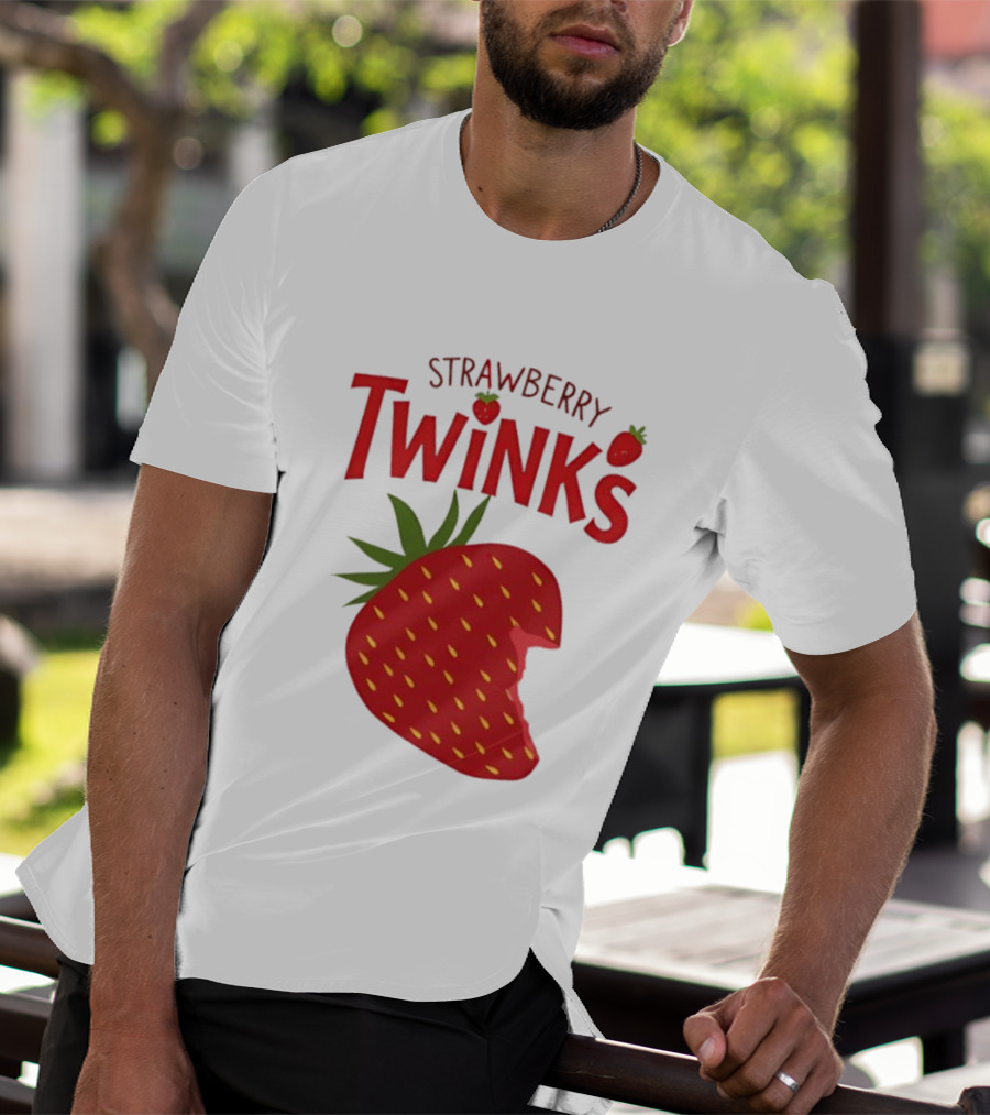 Strawberry Twinks Fruit Snack Pun Playful Bite T-Shirt