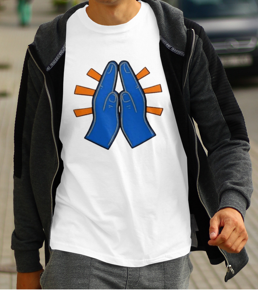Please Just Make It All Worth It Blue Praying Hands Emoji T-Shirt