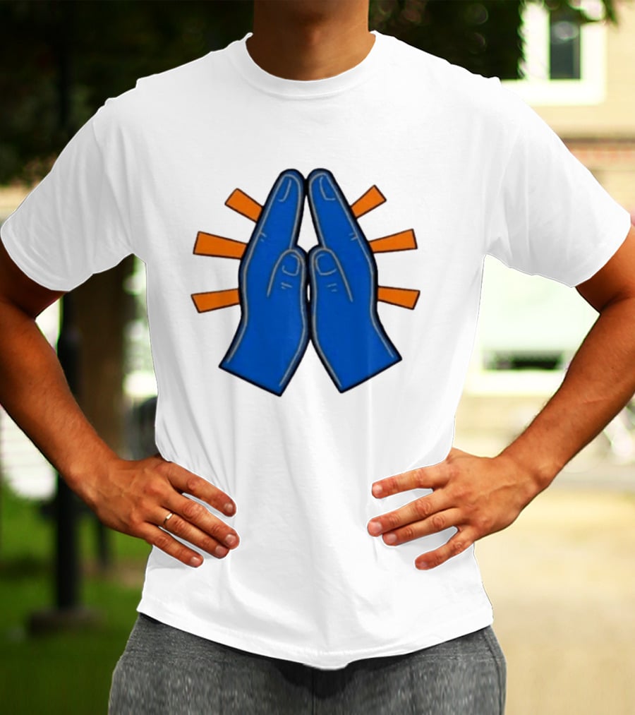 Please Just Make It All Worth It Blue Praying Hands Emoji T-Shirt