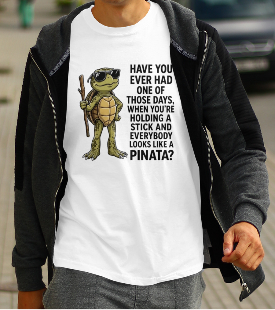 Have You Ever Had One Of Those Days Turtle Holding A Stick Looking Like A Pinata T-Shirt