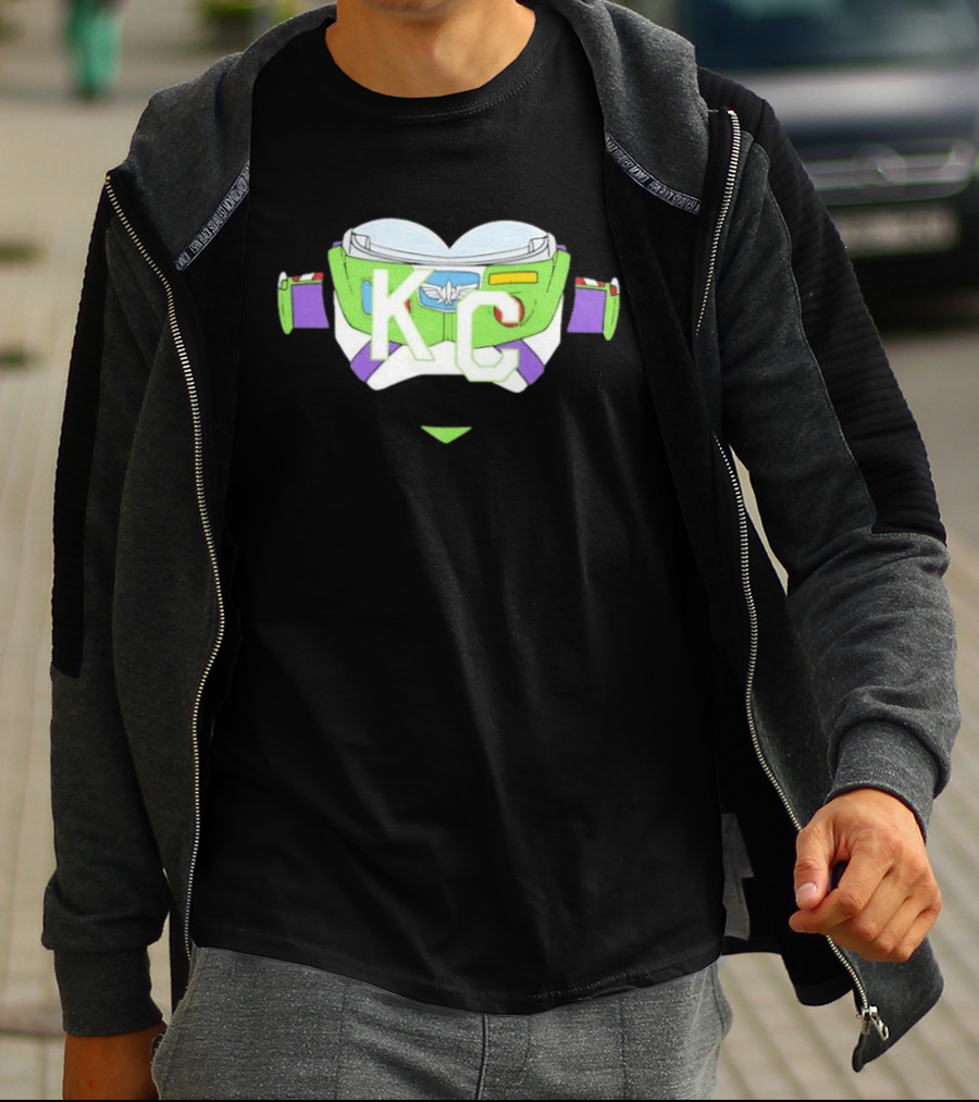 Buzz Lightyear KC Chiefs Heart Theme Fan Gear T-Shirt