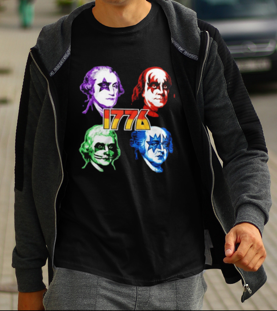 1776 Founding Fathers Rock Band George Washington Benjamin Franklin T-Shirt