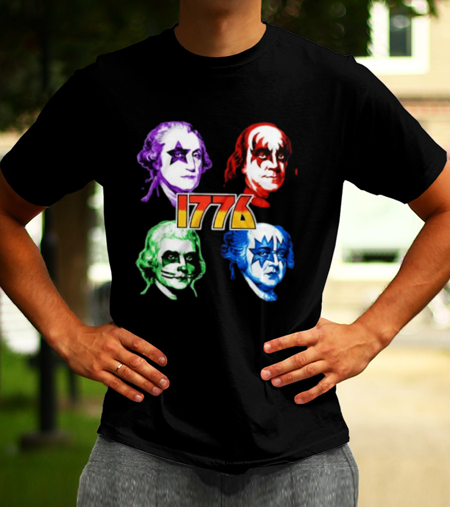 1776 Founding Fathers Rock Band George Washington Benjamin Franklin T-Shirt