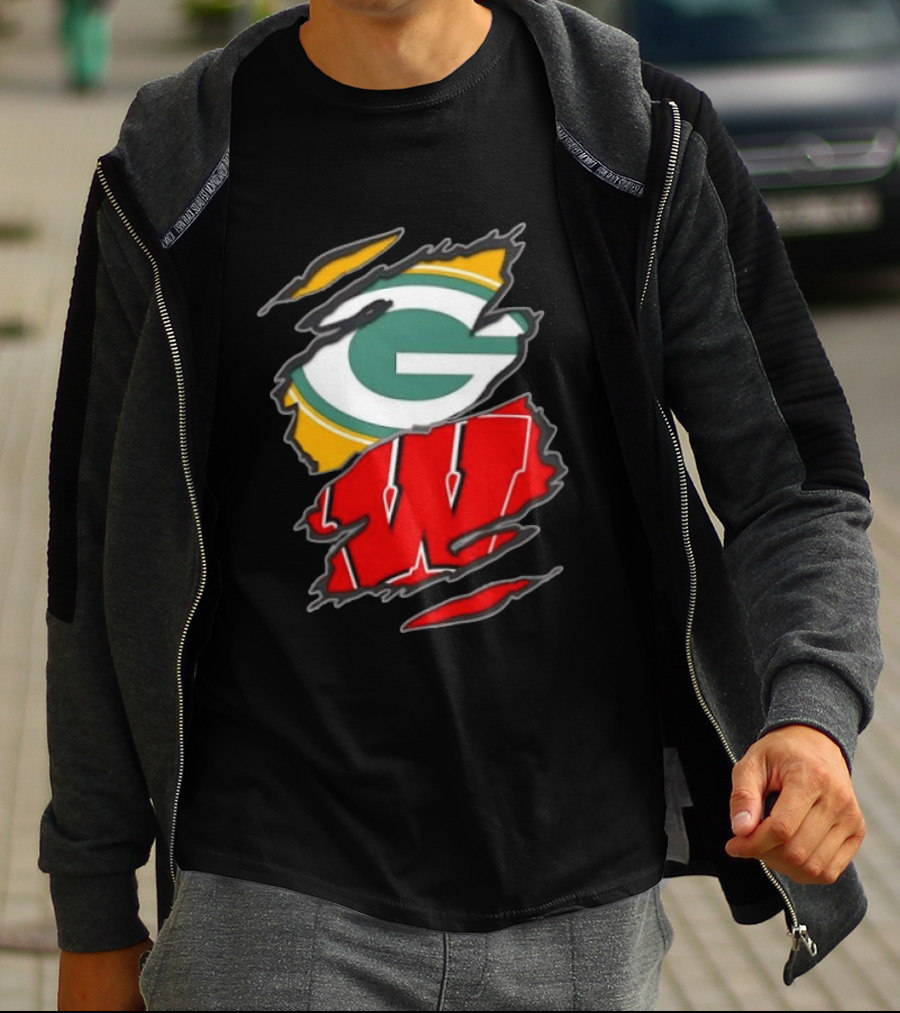 Green Bay Packers Wisconsin Badgers Team Sports Fan T-Shirt