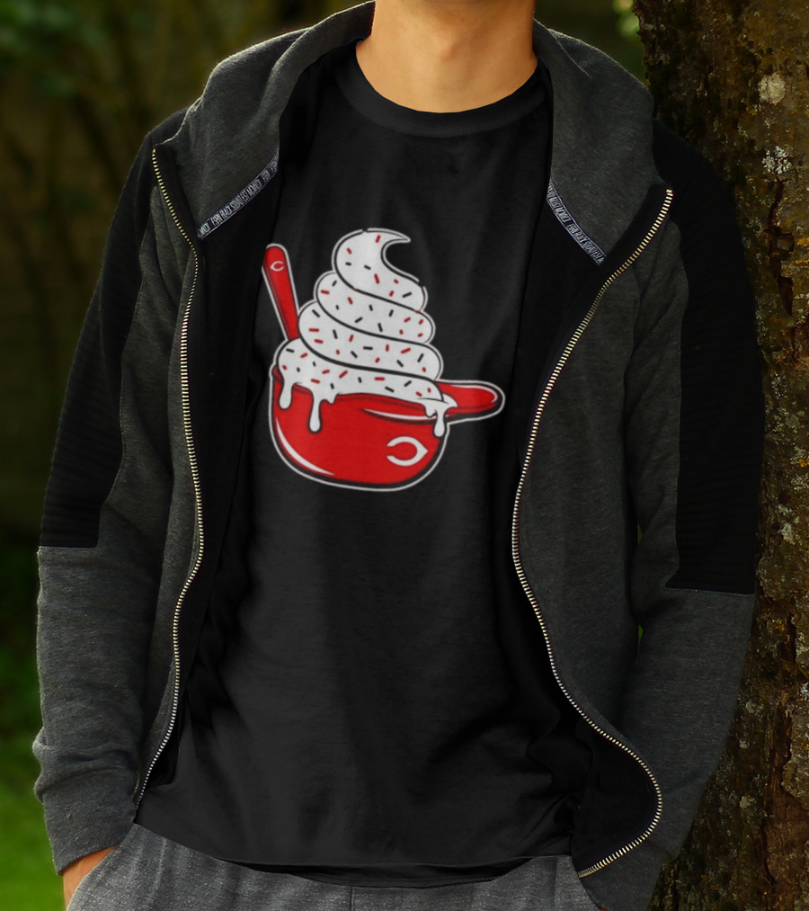 Cincinnati Reds Ice Cream Helmet With Sprinkles And Spoon T-Shirt