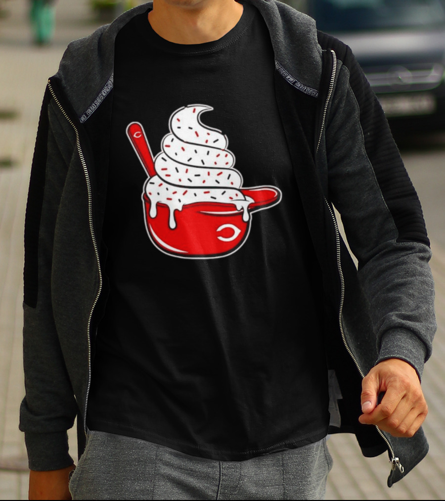 Cincinnati Reds Ice Cream Helmet With Sprinkles And Spoon T-Shirt
