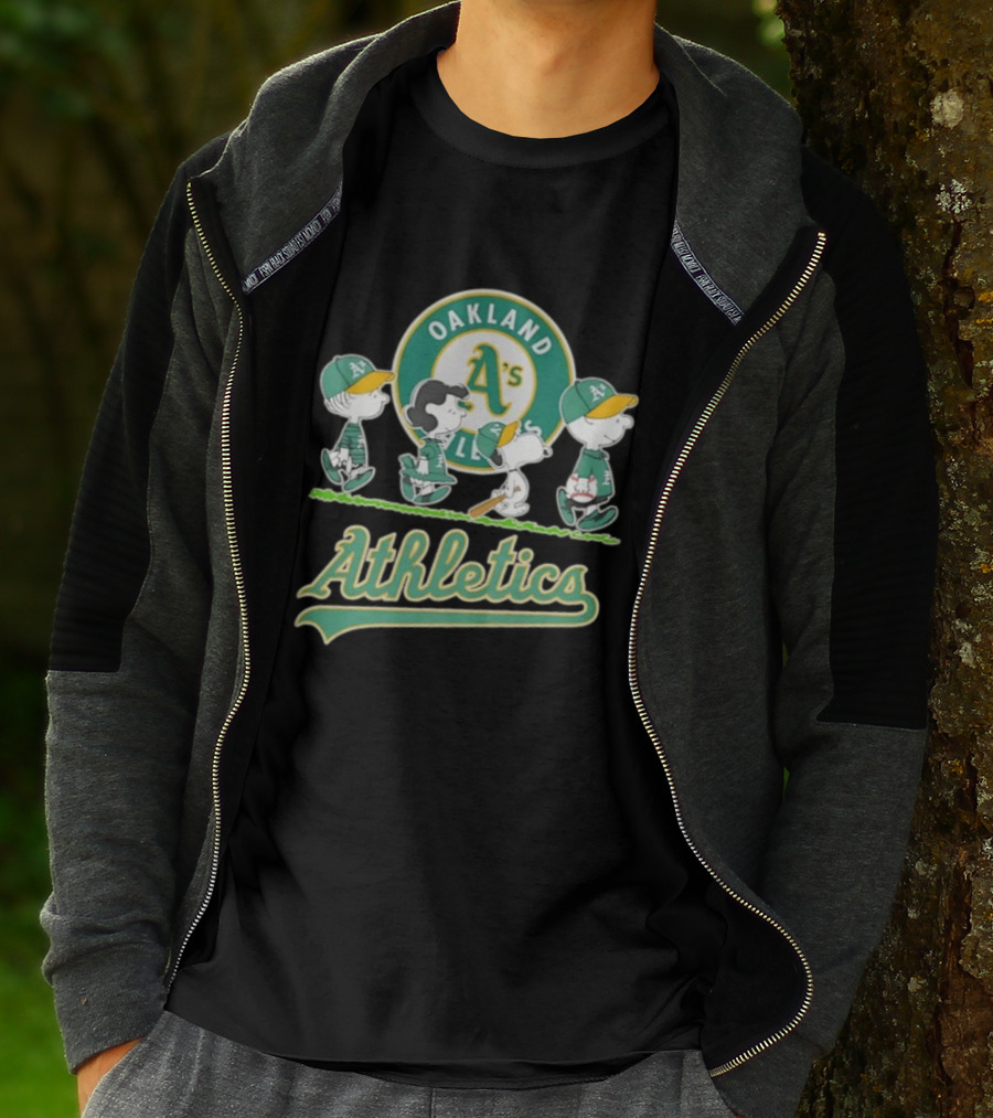 Peanuts Characters Oakland Athletics A's Team Major League Baseball Snoopy Charlie Brown Woodstock T-Shirt