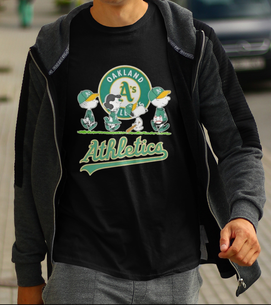 Peanuts Characters Oakland Athletics A's Team Major League Baseball Snoopy Charlie Brown Woodstock T-Shirt