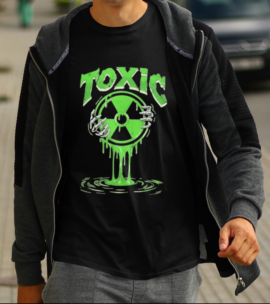 Toxic Radioactive Nuclear Hazard Slime Skeleton Hands T-Shirt