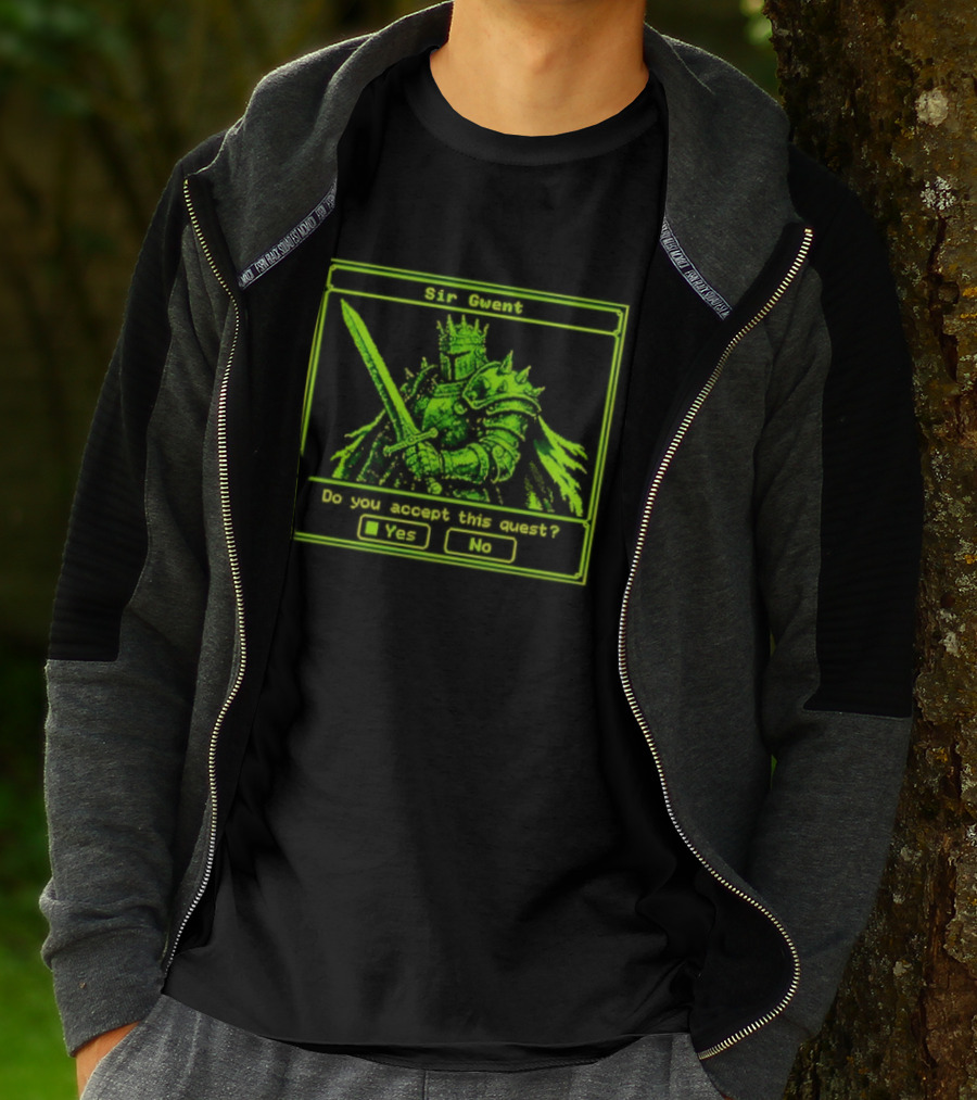 Sir Gwent Do You Accept This Quest Yes No Knight Fantasy Role Playing Game T-Shirt