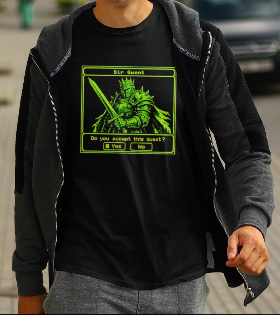 Sir Gwent Do You Accept This Quest Yes No Knight Fantasy Role Playing Game T-Shirt