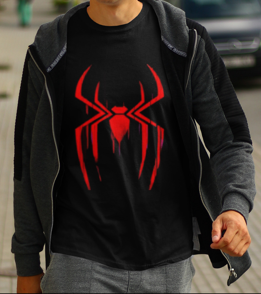 Spider Man Miles Morales Glitch Dripping Spider T-Shirt