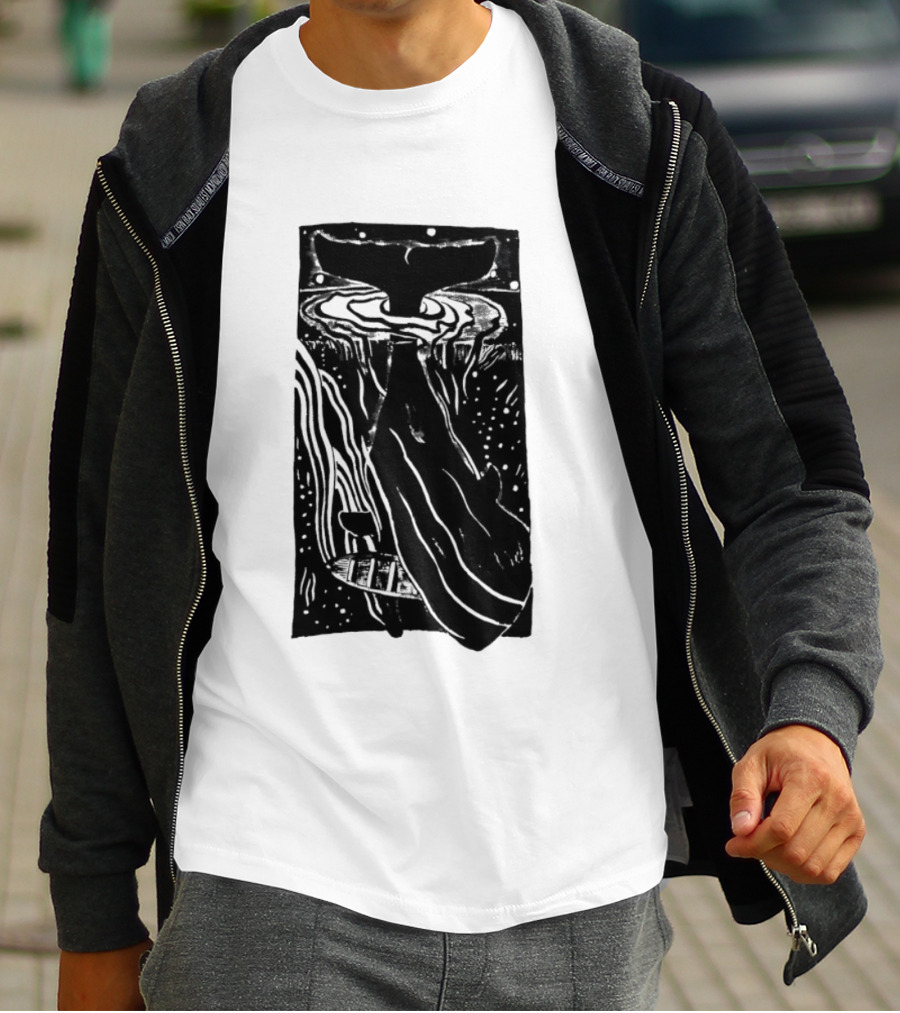 American Traditional Moby Dick Vintage Tattoo Style Whale Ocean Nautical T-Shirt