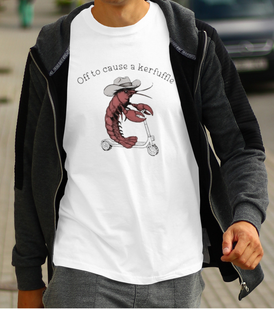 Cowboy Lobster On Scooter Off To Cause A Kerfuffle Humorous Pun Animal T-Shirt