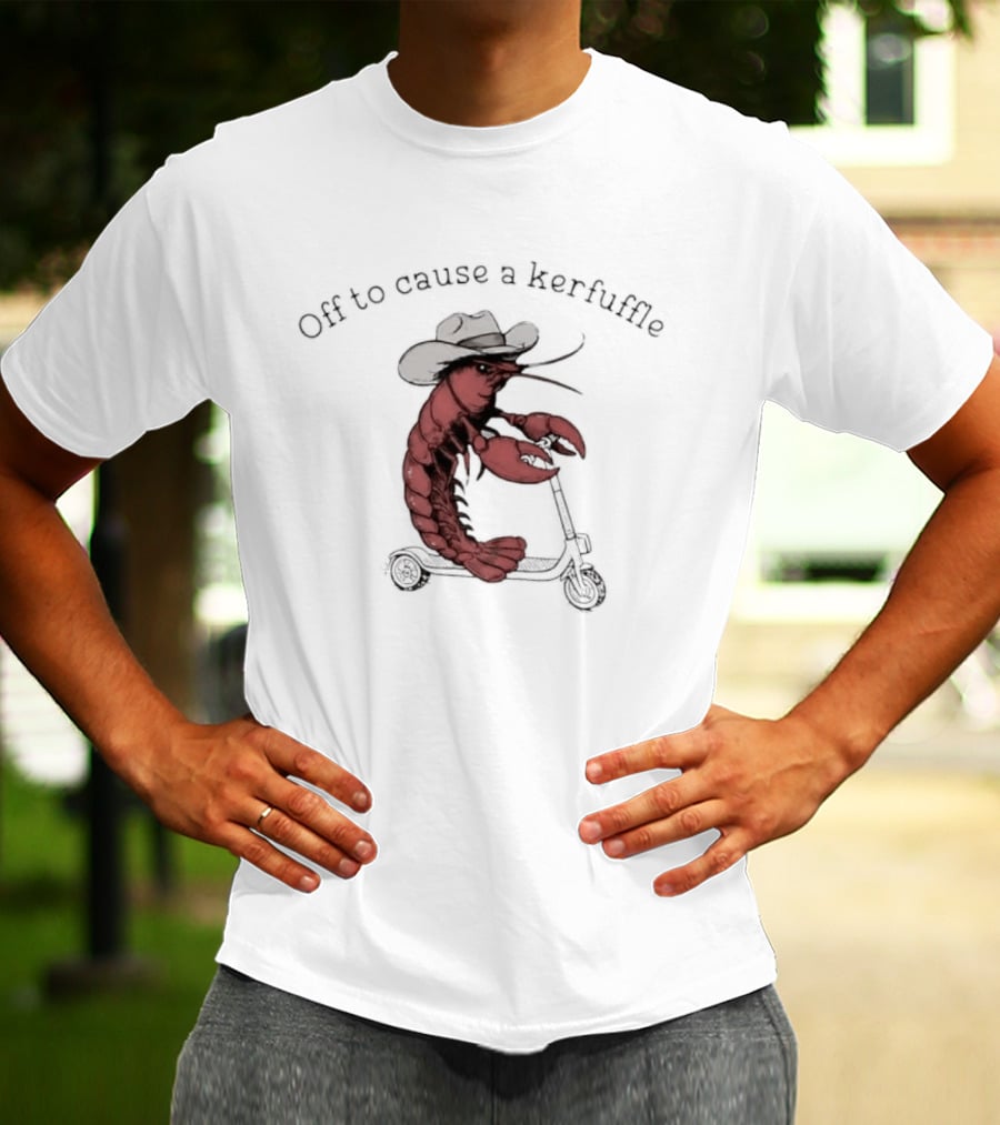 Cowboy Lobster On Scooter Off To Cause A Kerfuffle Humorous Pun Animal T-Shirt