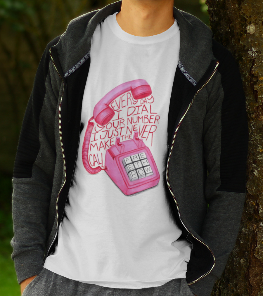 Every Day I Dial Your Number I Just Never Make The Call Retro Pink Telephone T-Shirt