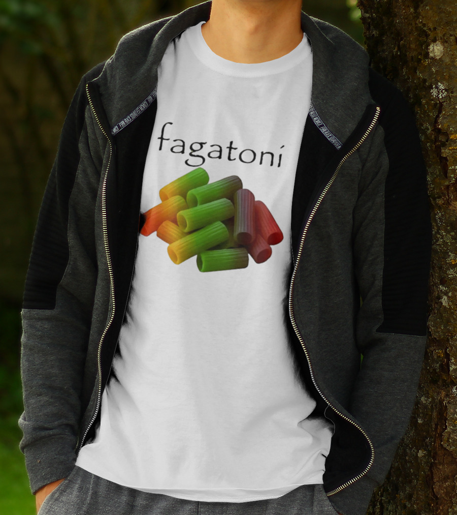 Fagatoni Rainbow Rigatoni Pasta Food Joke Pun LGBTQ+ Pride Humor T-Shirt