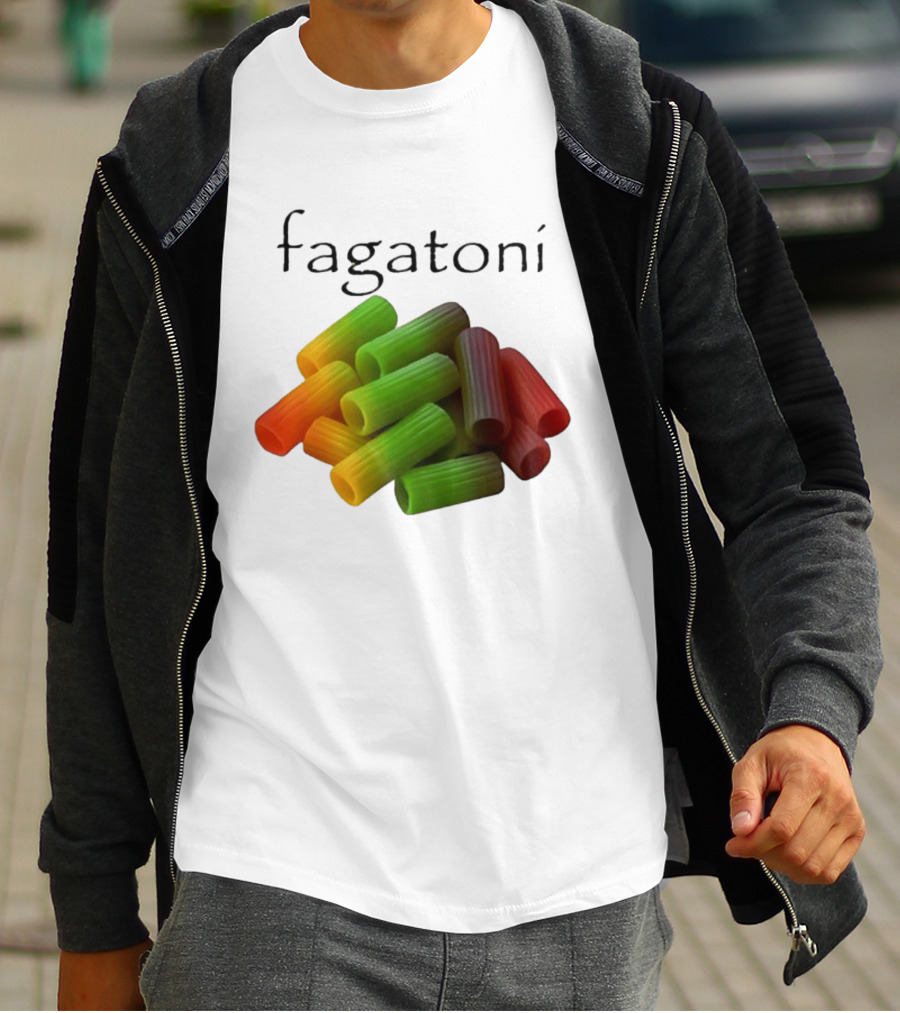 Fagatoni Rainbow Rigatoni Pasta Food Joke Pun LGBTQ+ Pride Humor T-Shirt