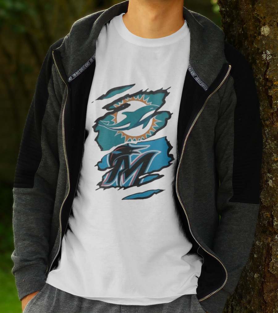 Miami Dolphins Marlins Beneath The Surface NFL MLB T-Shirt