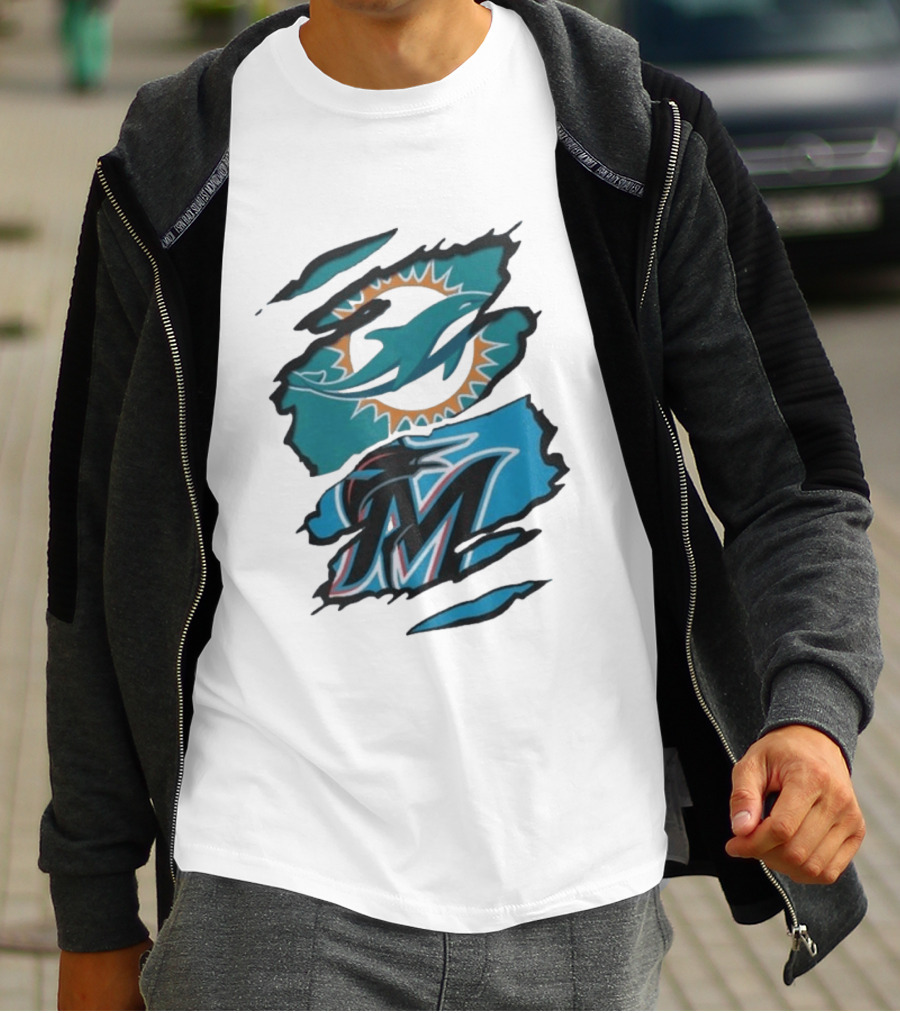 Miami Dolphins Marlins Beneath The Surface NFL MLB T-Shirt