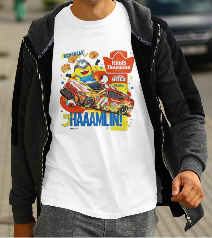 Minions Bananaa With Denny Hamlin King's Hawaiian Shake 'n Bites Racing 2026 T-Shirt
