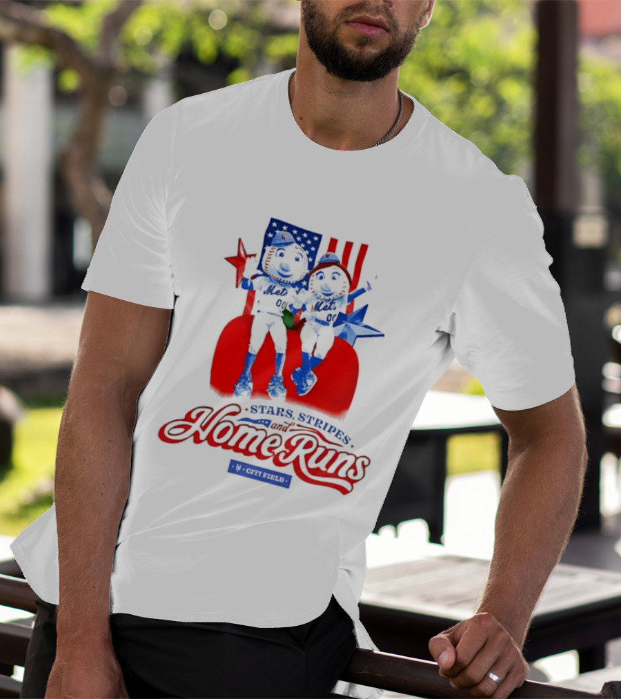 New York Mets Stars Stripes Home Runs Mr Met America T-Shirt