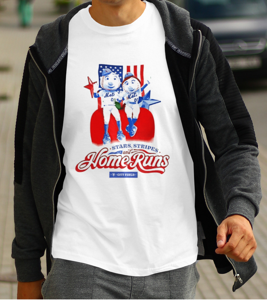 New York Mets Stars Stripes Home Runs Mr Met America T-Shirt