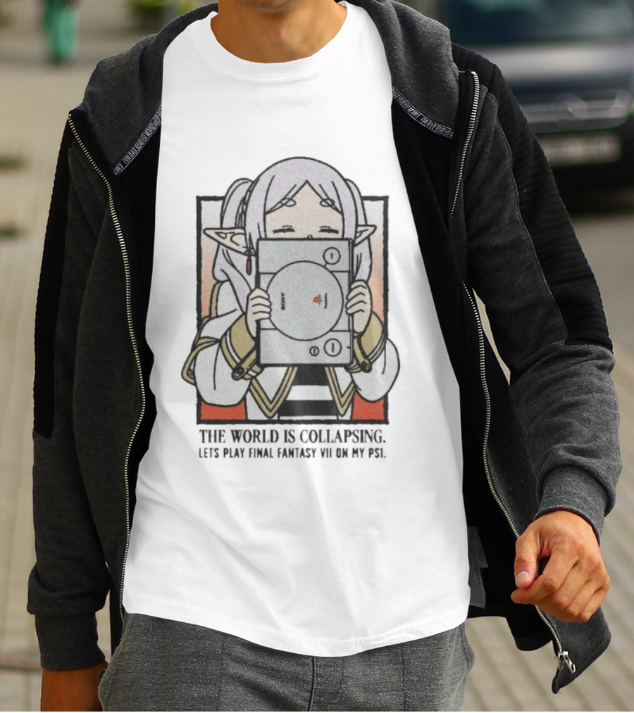 The World Is Collapsing Lets Play Final Fantasy VII On My PS1 Frieren Fantasy Gaming Nostalgia T-Shirt
