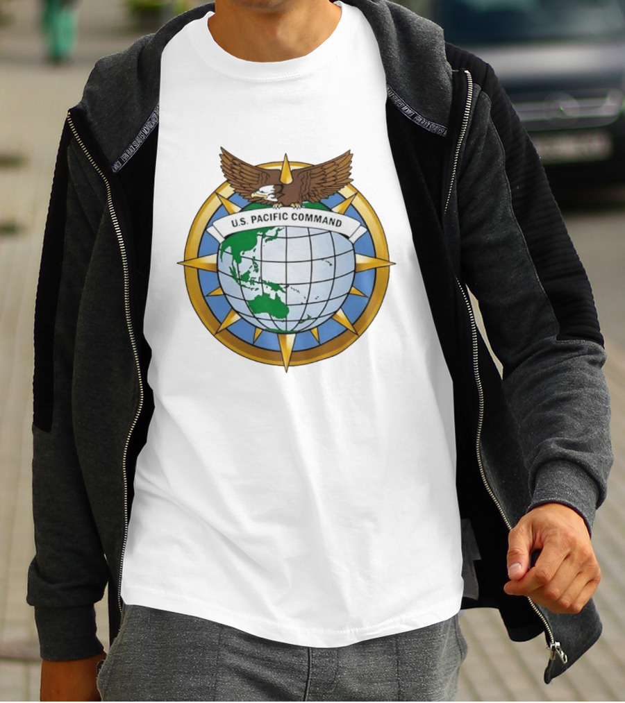 U.S. Pacific Command Eagle Emblem Indo Pacific Map T-Shirt