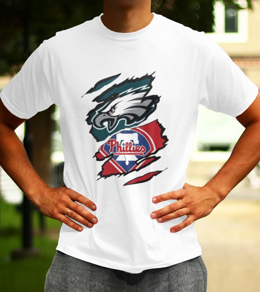 Philadelphia Eagles And Phillies Fan Merge Beneath The Surface T-Shirt