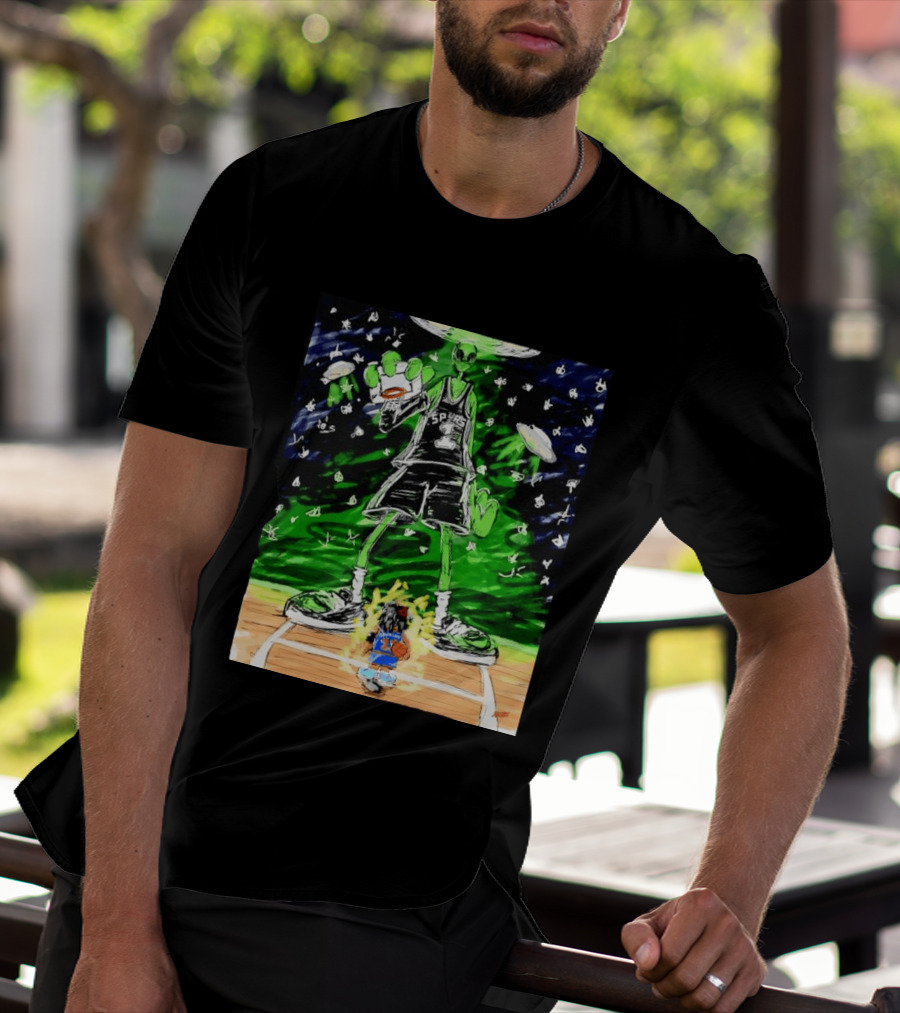 Victor Wembanyama Alien San Antonio Spurs Vs Jalen Brunson New York Knicks NBA Showdown T-Shirt