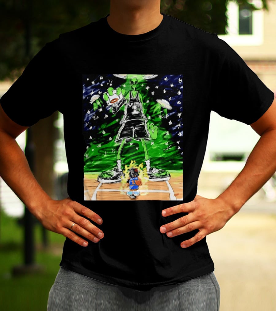 Victor Wembanyama Alien San Antonio Spurs Vs Jalen Brunson New York Knicks NBA Showdown T-Shirt