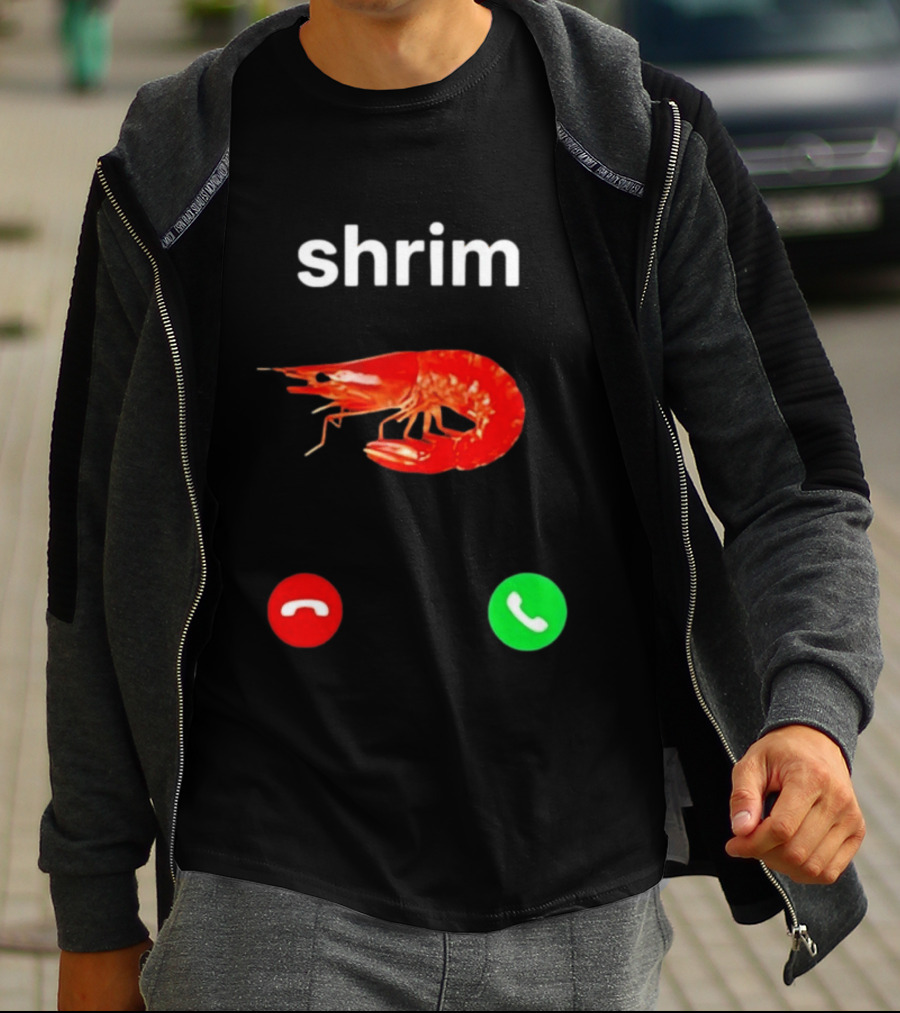 Shrim Incoming Call Screen Funny Phone Picture T-Shirt